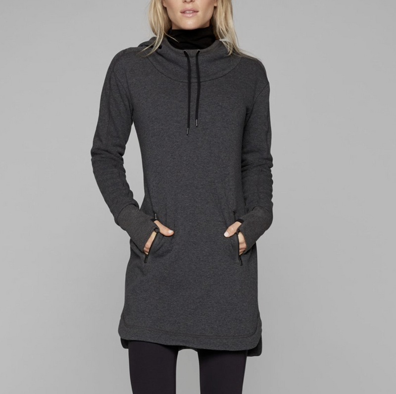 Athleta Charcoal Thumbholes Long Sleeve Soft Cozy Karma Hoodie Dress