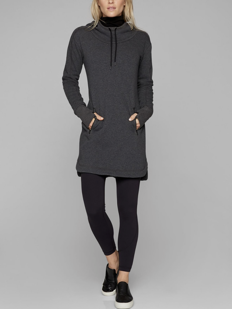 Athleta Charcoal Thumbholes Long Sleeve Soft Cozy Karma Hoodie Dress