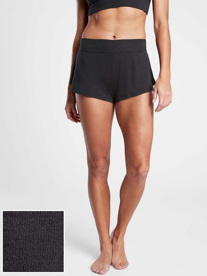 Athleta Black Elastic Waist Soft Well Rested Rib Pajama Shorts