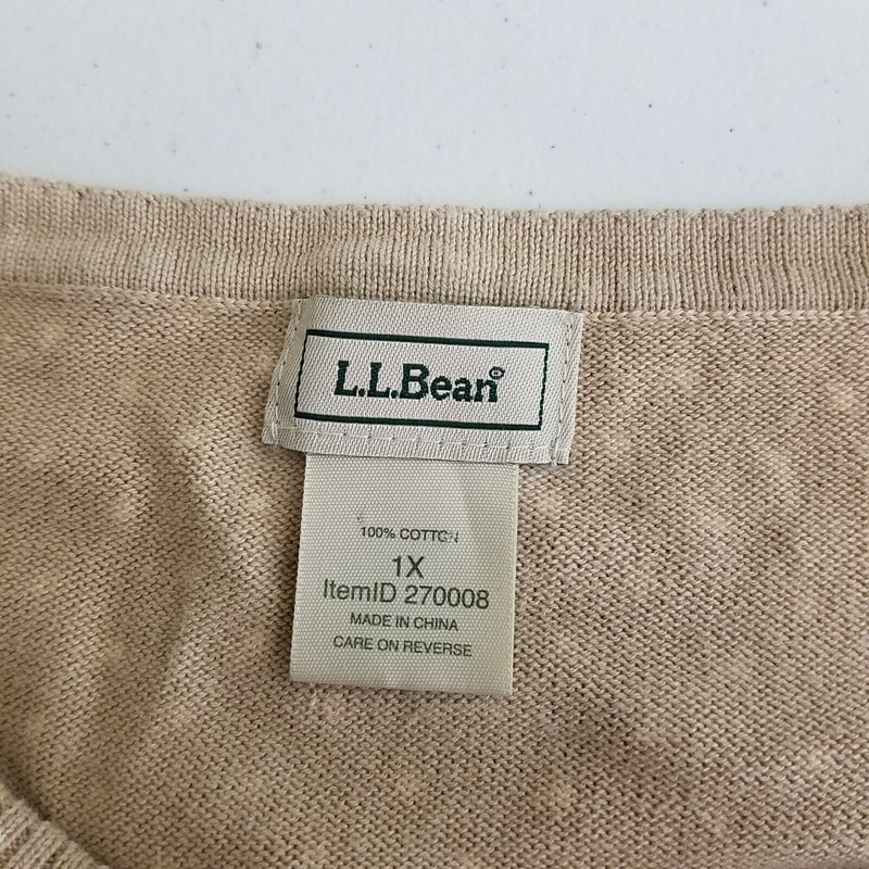 LL Bean Polka Dot Knit Sweater Womens 1X Twinset Look Button Up Cardigan Plus