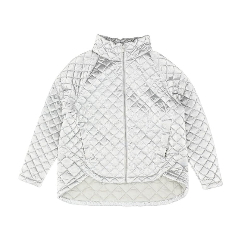 Silver Solid Puffer Jacket