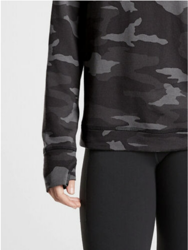 Athleta Girl Cozy Cross Your Fingers Black Camo Sweatshirt