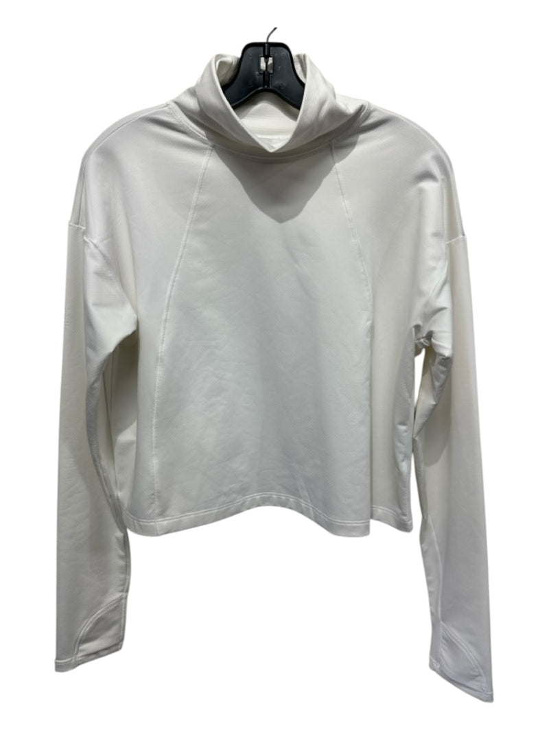 Athleta Size S White Polyester & Elastane Turtleneck Long Sleeve Boxy Top