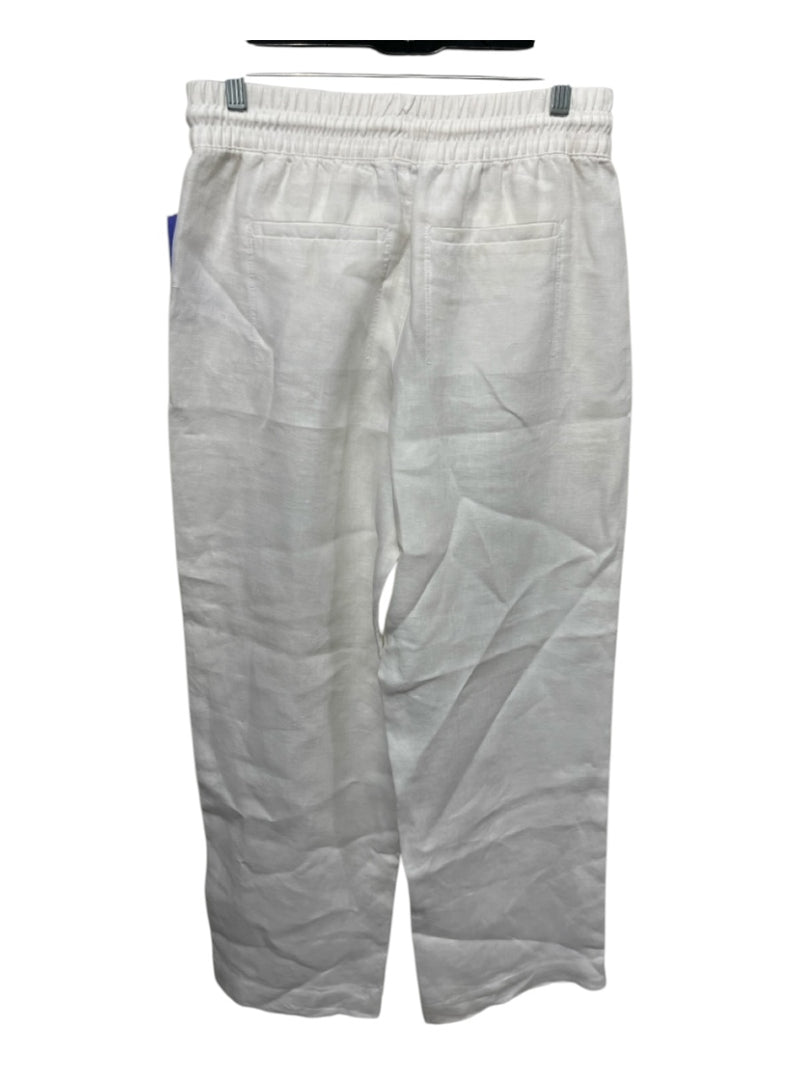 Athleta Size XS White Linen Drawstring Waist Zip Pockets Pants