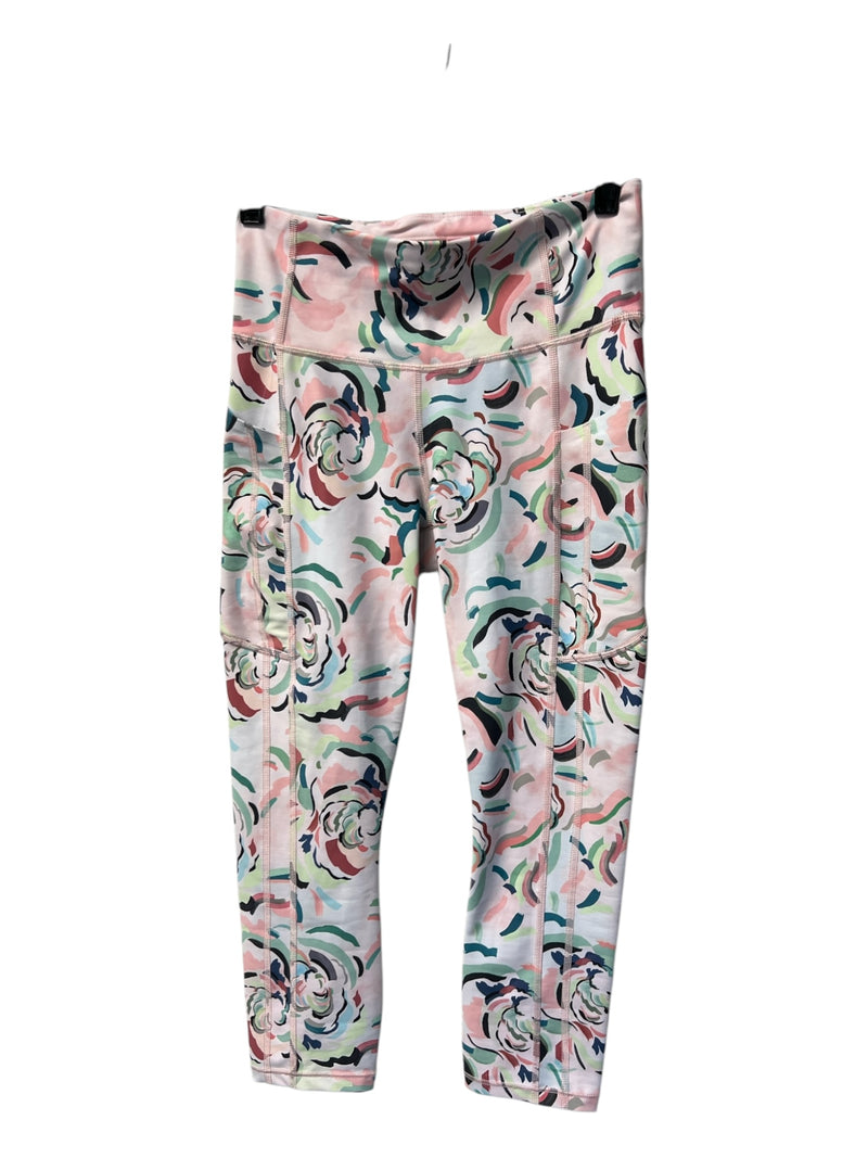 Athleta Size XS Baby Pink Poly Floral Cropped Mid Rise Leggings