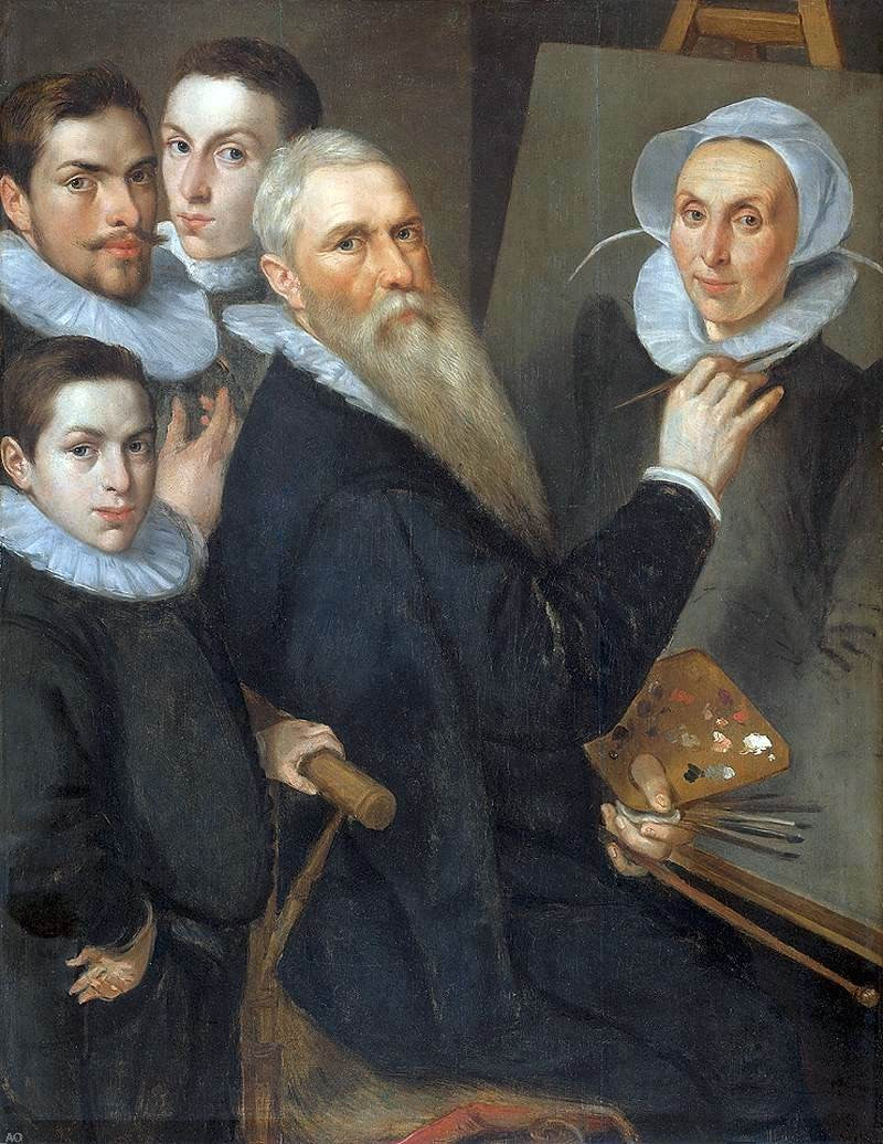 Portrait of the Artist and His Family by I Jacob Delff - Hand Painted Oil Painting