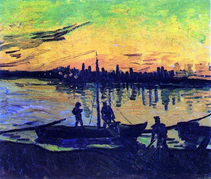 Coal Barges by Vincent Van Gogh - Hand Painted Oil Painting