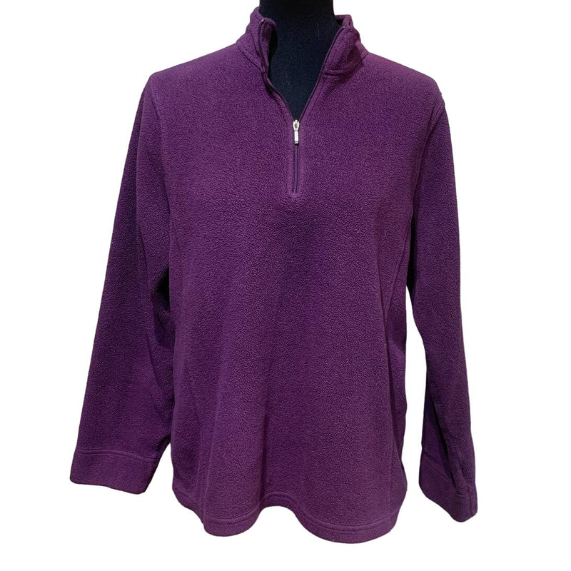 LL Bean Large Long Sleeve Fleece 1/4 Zip Polyester Blend Pullover Sweater