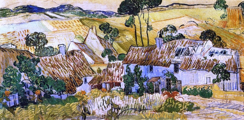 Thatched Houses against a Hill by Vincent Van Gogh - Hand Painted Oil Painting