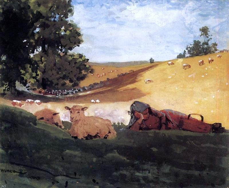 Warm Afternoon (also known as Shepherdess) by Winslow Homer - Hand Painted Oil Painting