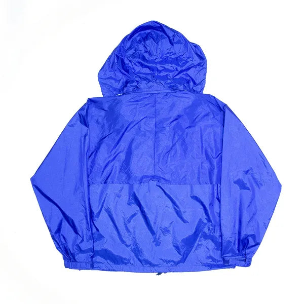 LL BEAN Blue 90s Hooded Nylon Lightweight Windbreaker Jacket Womens L