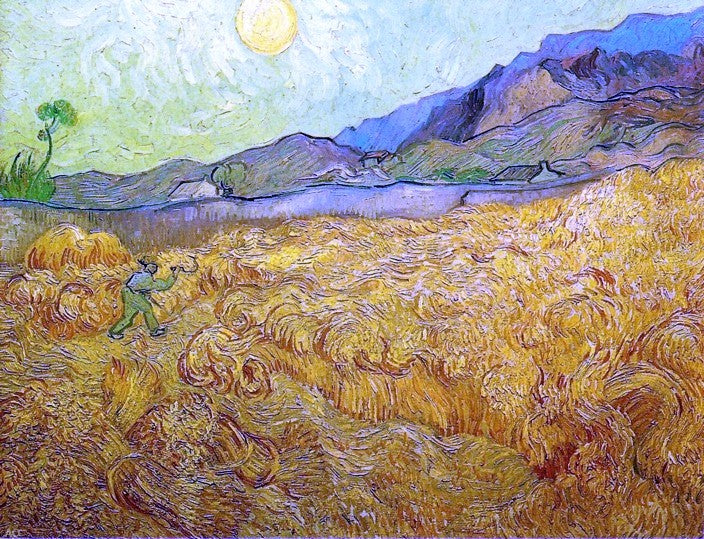 Wheat Fields with Reaper at Sunrise by Vincent Van Gogh - Hand Painted Oil Painting