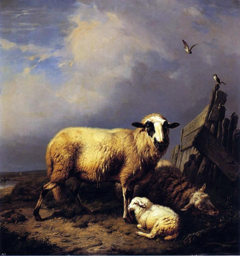 Guarding the Lamb by Carl Wagner - Hand Painted Oil Painting