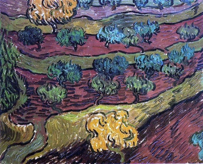Olive Trees Against a Slope of a Hill by Vincent Van Gogh - Hand Painted Oil Painting