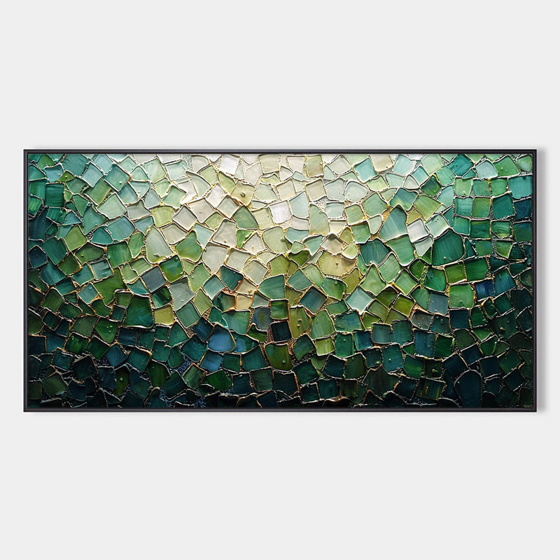 EMERALD MOSAIC: Textured Abstract Landscape Oil Painting