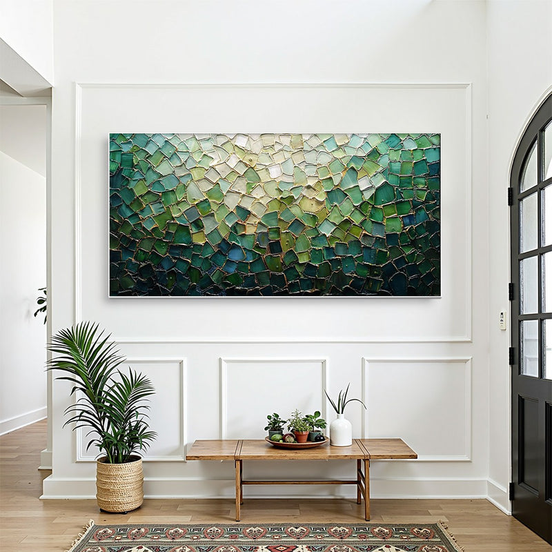 EMERALD MOSAIC: Textured Abstract Landscape Oil Painting