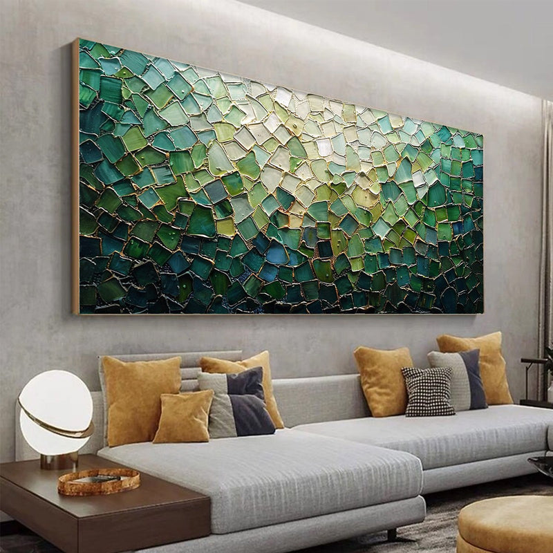 EMERALD MOSAIC: Textured Abstract Landscape Oil Painting