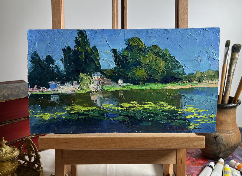Oil painting In the forest pond Boris Serdyuk