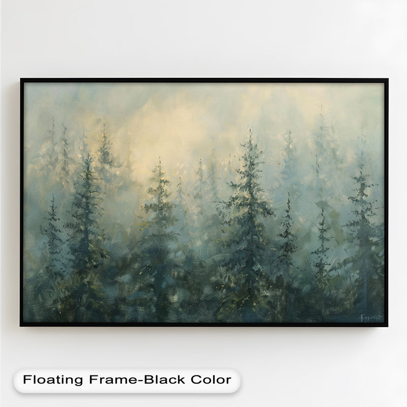 Nature Foggy Forest – Mystical Woodland Oil Painting
