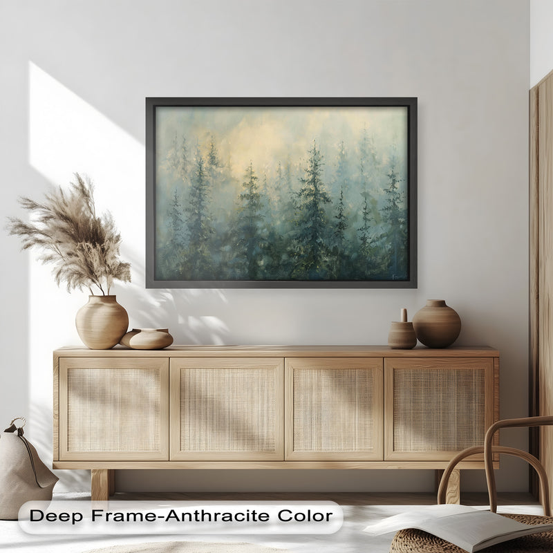Nature Foggy Forest – Mystical Woodland Oil Painting