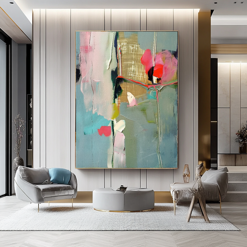 White Orchid Abstract Impasto Oil Painting – Modern Textured Canvas Art for Living Room