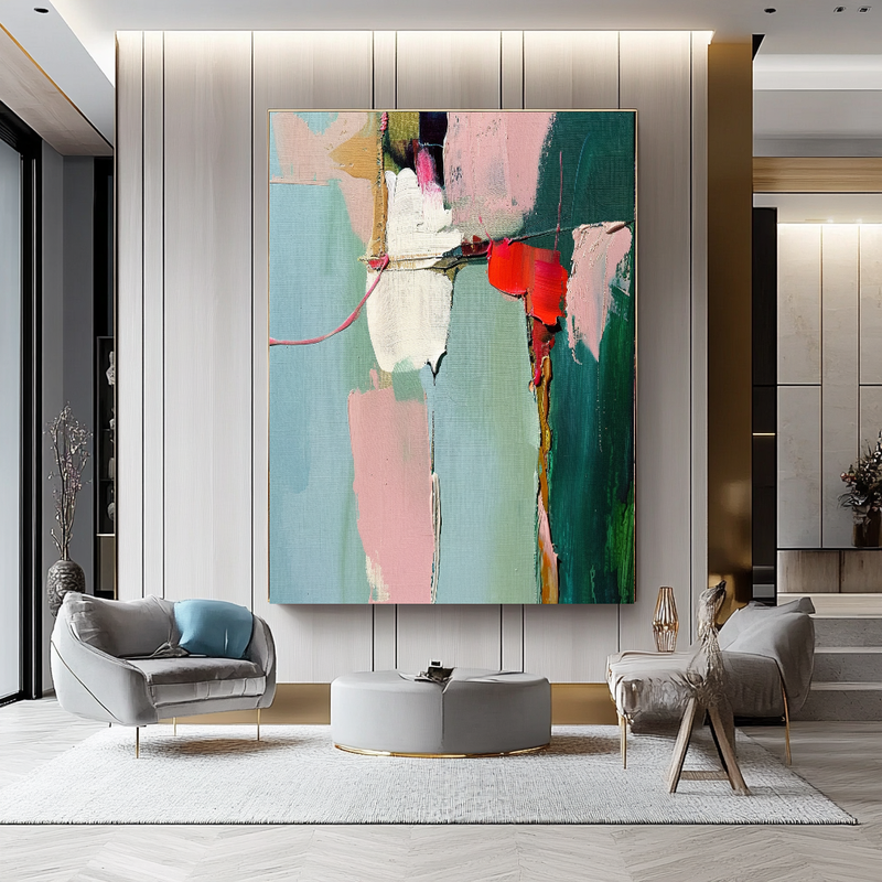 White Orchid Abstract Impasto Oil Painting – Modern Textured Canvas Art for Living Room