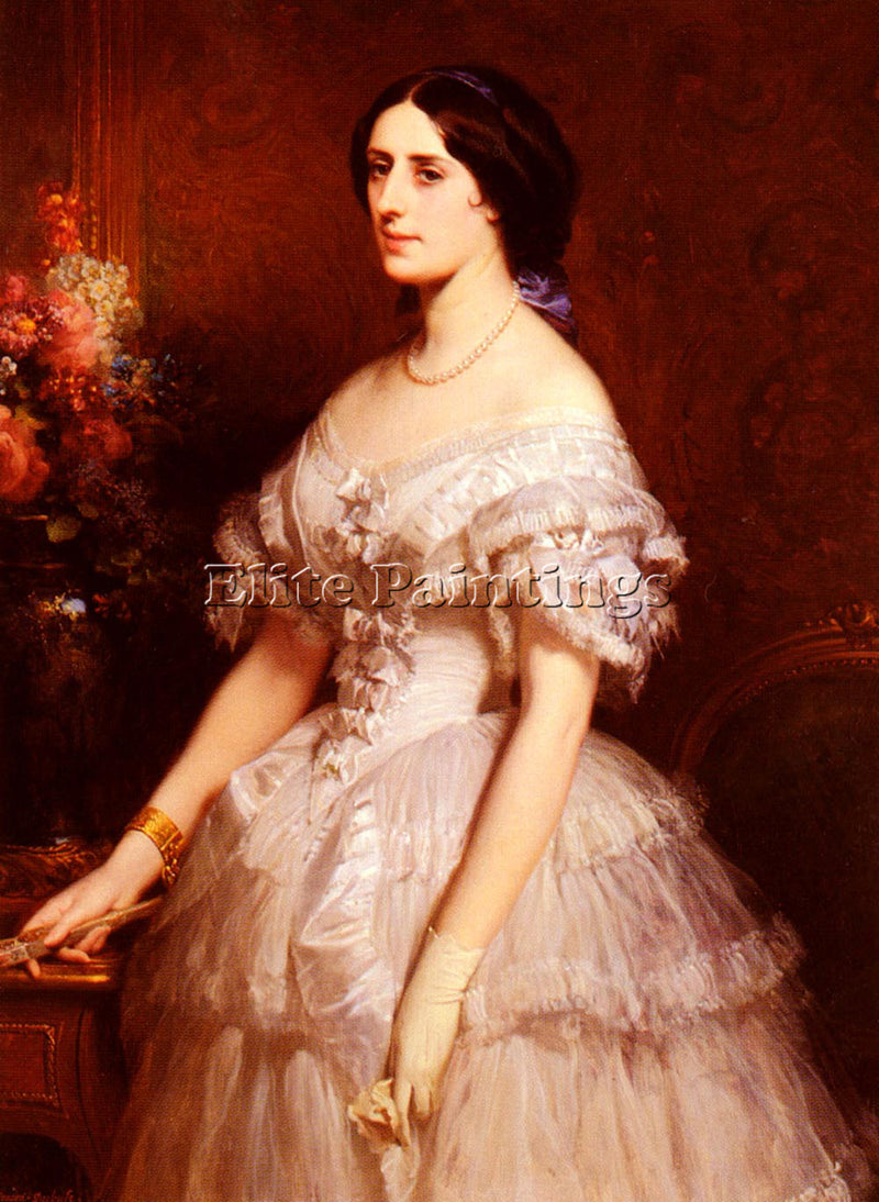 FRENCH DUBUFE EDOUARD LOUIS PORTRAIT D UNE DAME ARTIST PAINTING REPRODUCTION OIL