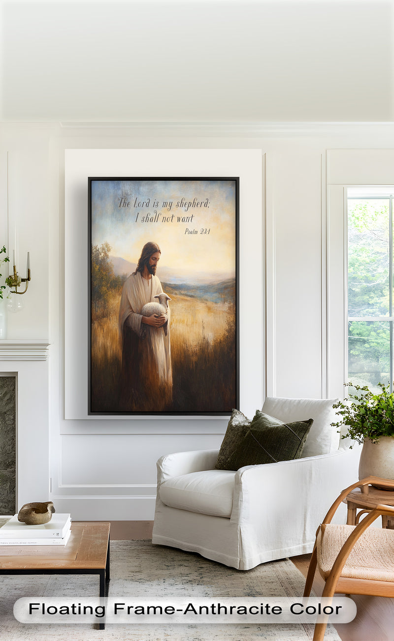 Psalm 23:1 – The Lord is My Shepherd Bible Verse Oil Painting