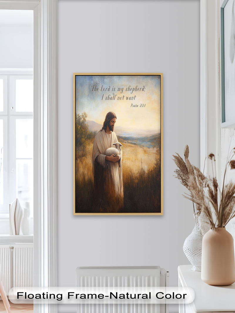 Psalm 23:1 – The Lord is My Shepherd Bible Verse Oil Painting