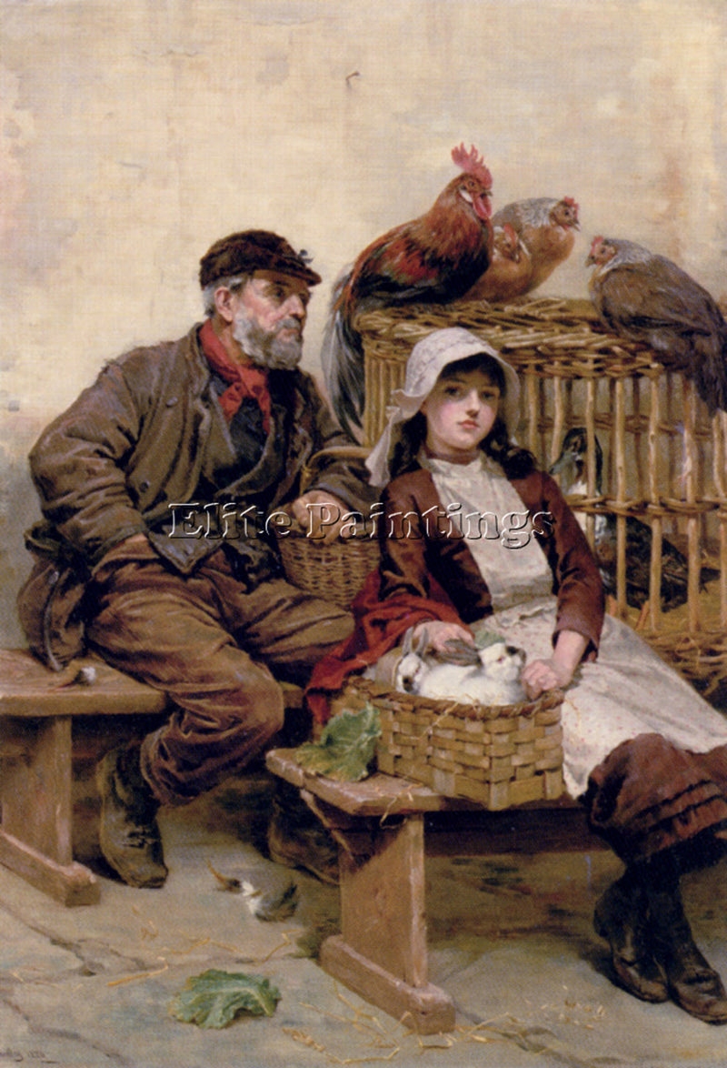 RALPH HEDLEY THE ANIMAL MARKET ARTIST PAINTING REPRODUCTION HANDMADE OIL CANVAS