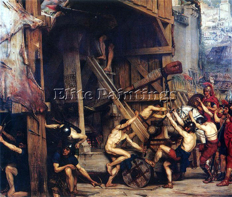 EDWARD JOHN POYNTER THE CATAPAULT ARTIST PAINTING REPRODUCTION HANDMADE OIL DECO