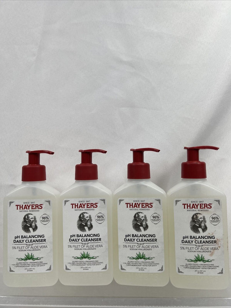 (4) Thayers pH Balancing Daily Cleanser Face Wash 5% Aloe Vera Gentle 8oz