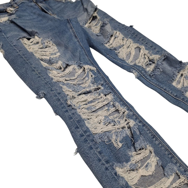 American Eagle Mom Jeans Ripped Distressed Womens Size 6 Light Blue Wash Holes