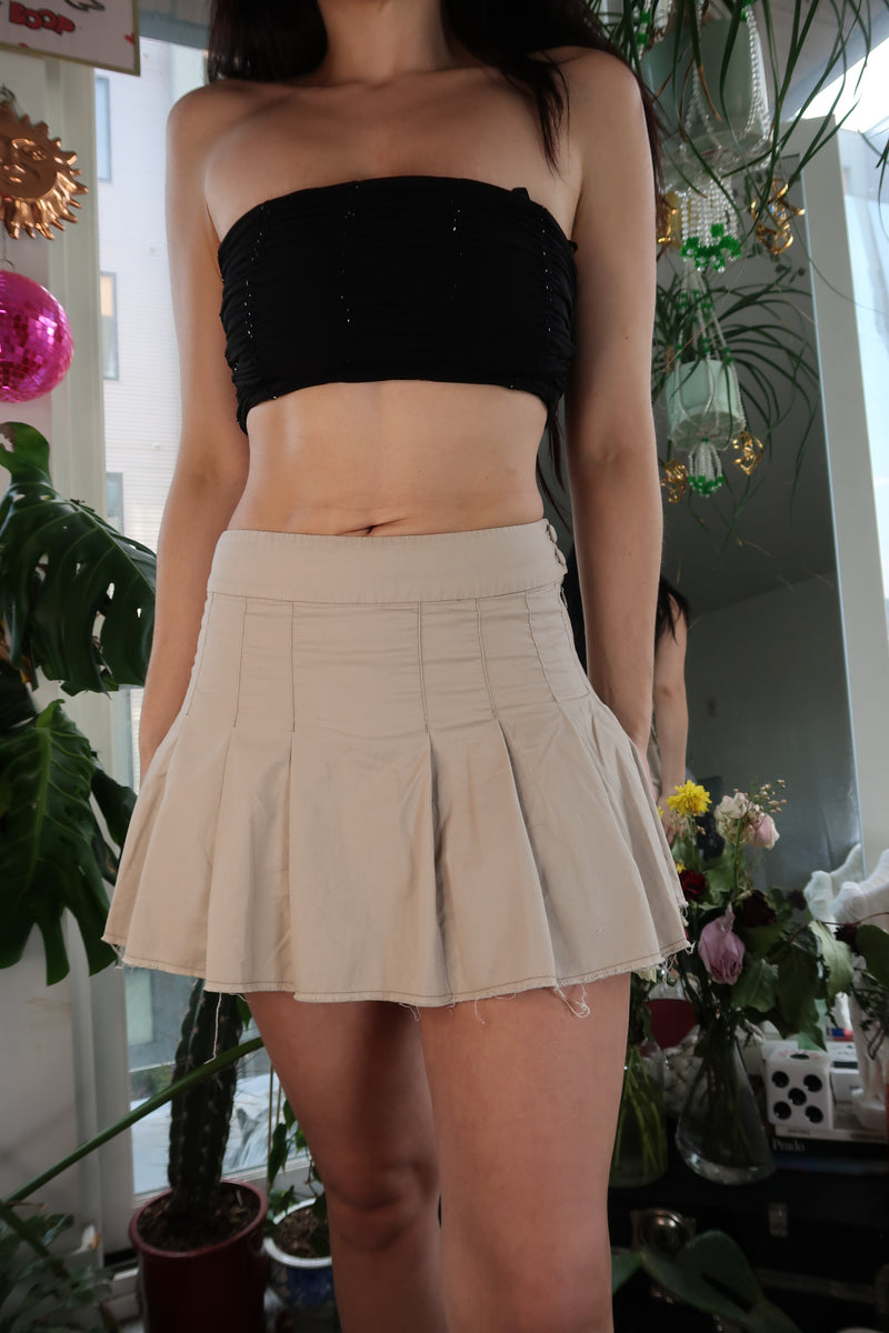 Vintage 2000s American Eagle Khaki Pleated Mini Skirt