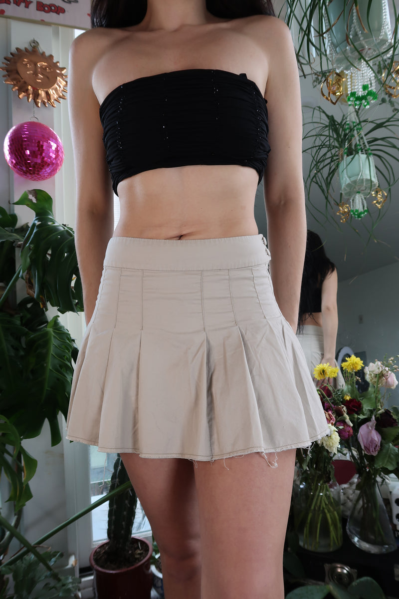 Vintage 2000s American Eagle Khaki Pleated Mini Skirt