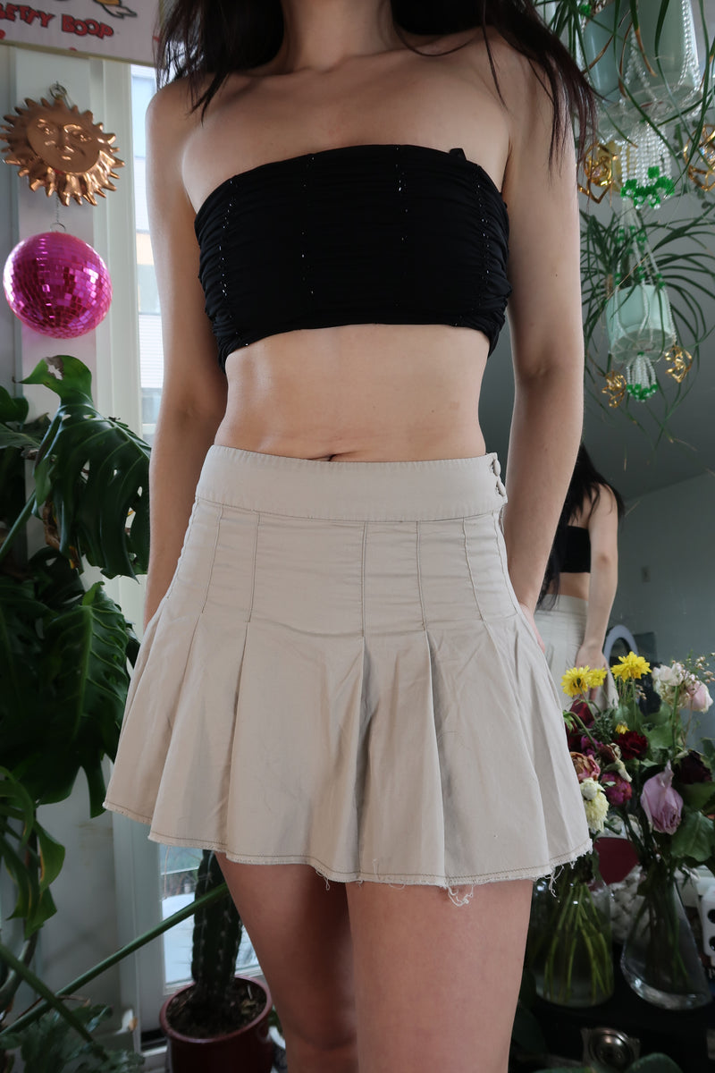 Vintage 2000s American Eagle Khaki Pleated Mini Skirt