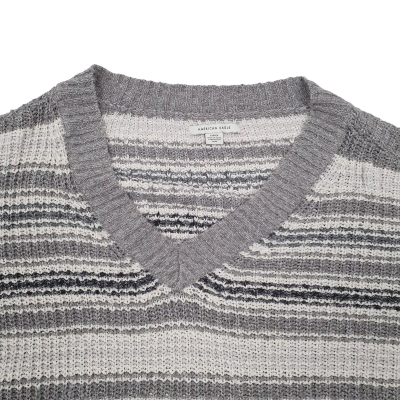 American Eagle Knit V Neck Cotton Blend Sweatshirt Jumper Womens S