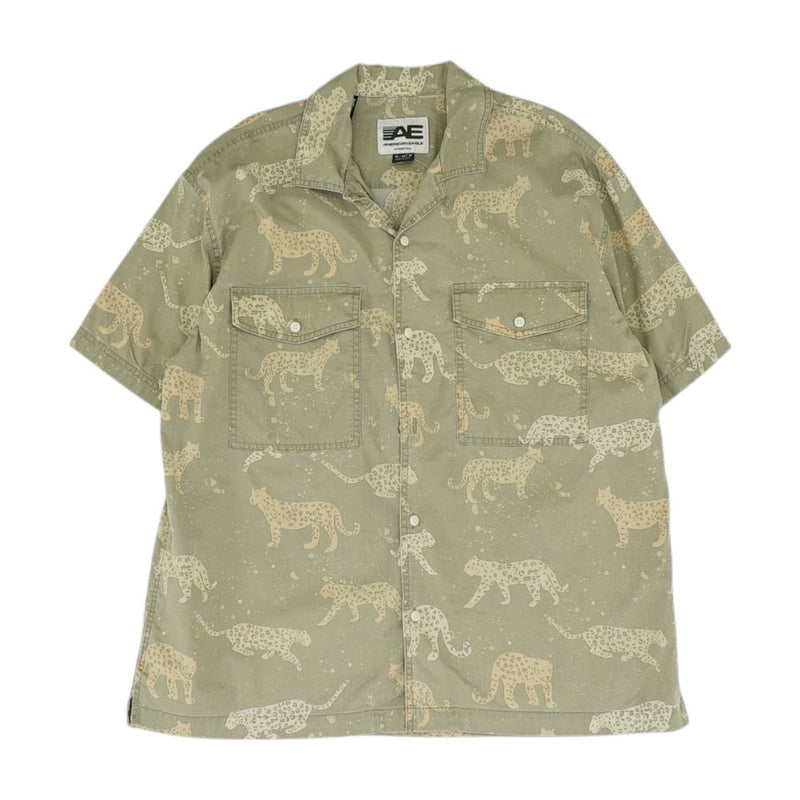 Green Animal Short Sleeve Button Down