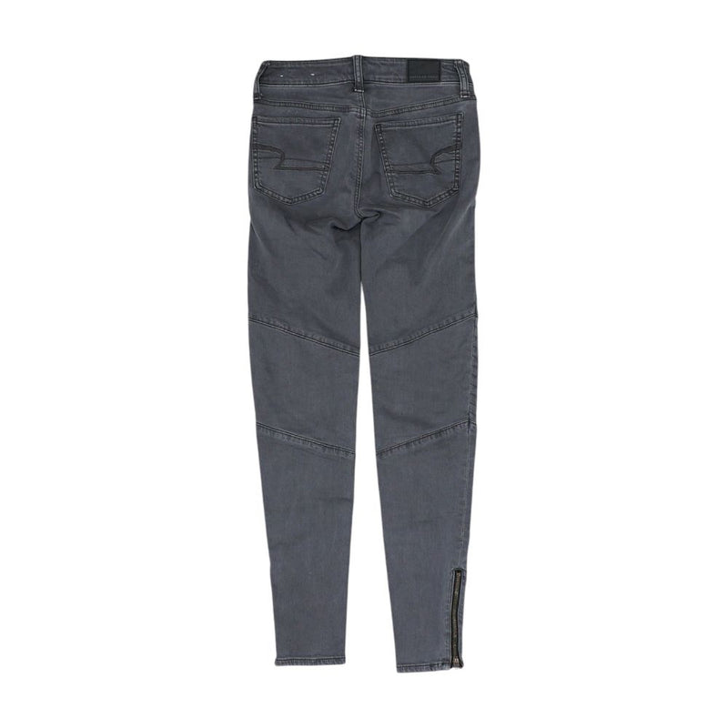 Gray Solid Mid Rise Skinny Leg Jeans