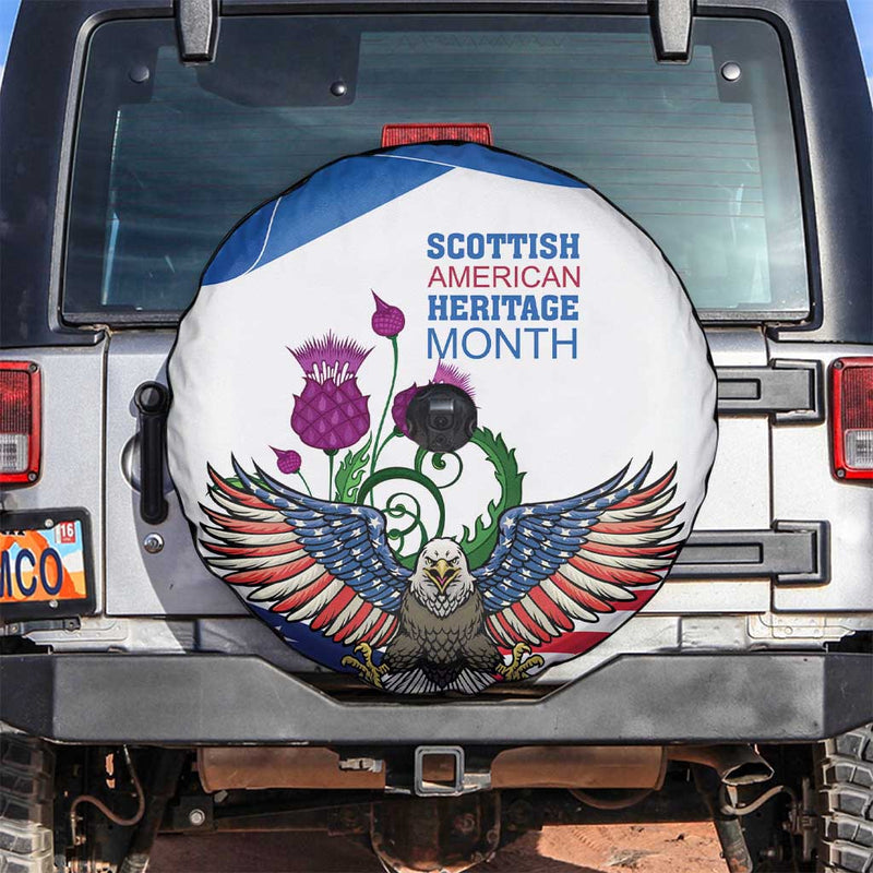 Scottish American Heritage Month Spare Tire Cover Thistle And American Eagle LT18