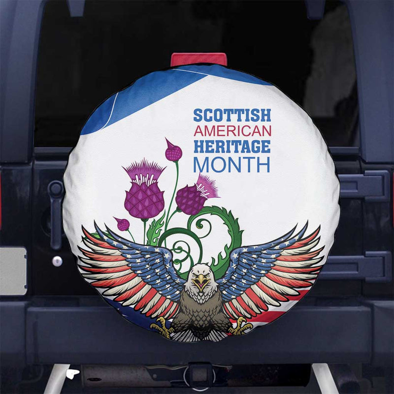 Scottish American Heritage Month Spare Tire Cover Thistle And American Eagle LT18