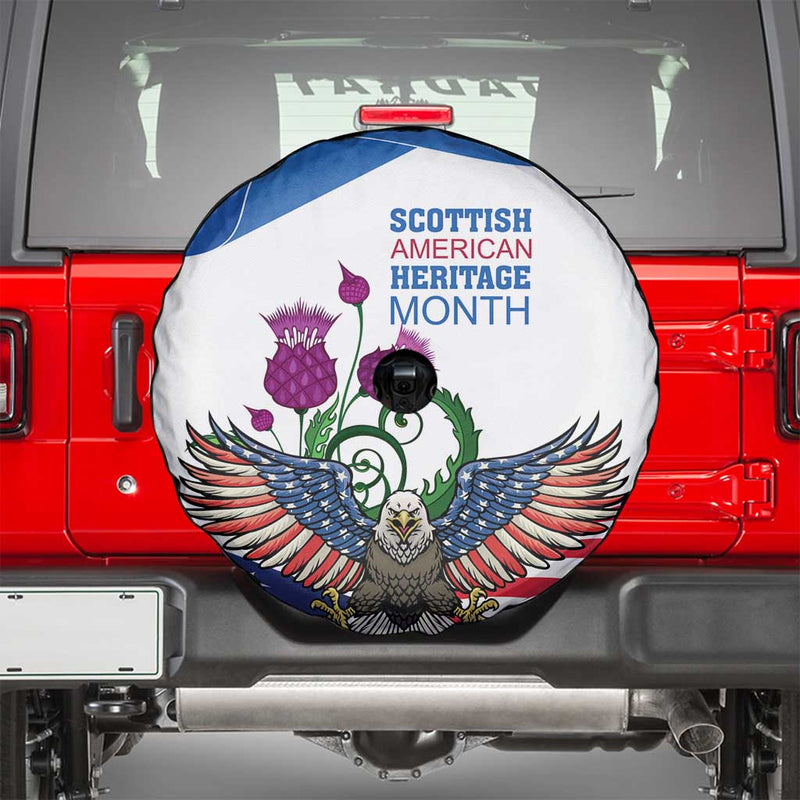 Scottish American Heritage Month Spare Tire Cover Thistle And American Eagle LT18