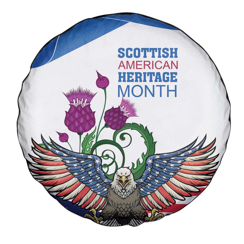 Scottish American Heritage Month Spare Tire Cover Thistle And American Eagle LT18