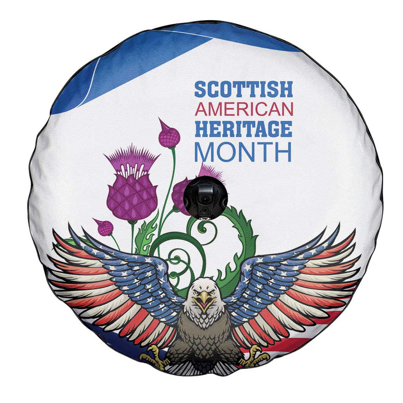 Scottish American Heritage Month Spare Tire Cover Thistle And American Eagle LT18