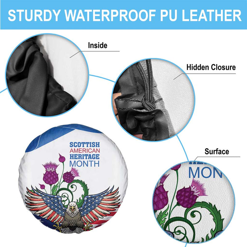 Scottish American Heritage Month Spare Tire Cover Thistle And American Eagle LT18