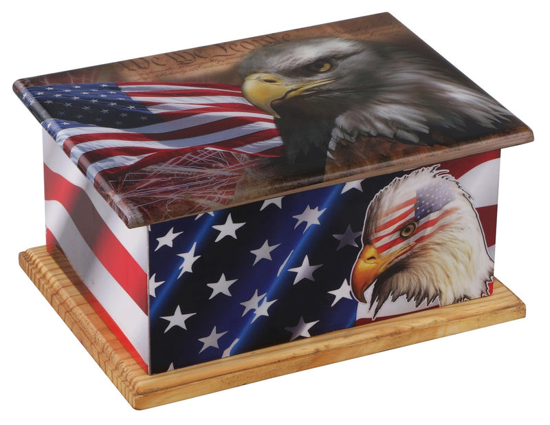 American Eagle Wooden Wrap Urn