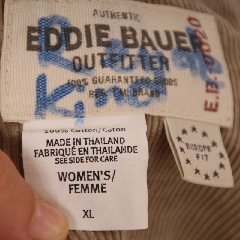 Eddie Bauer Salopette di Jeans in Velluto Beige Taglia XL Donna