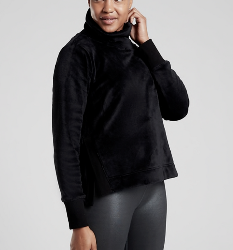 Athleta Black Funnel Neck Double Cozy Karma Sweatshirt Top