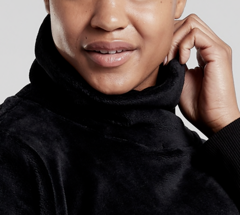Athleta Black Funnel Neck Double Cozy Karma Sweatshirt Top