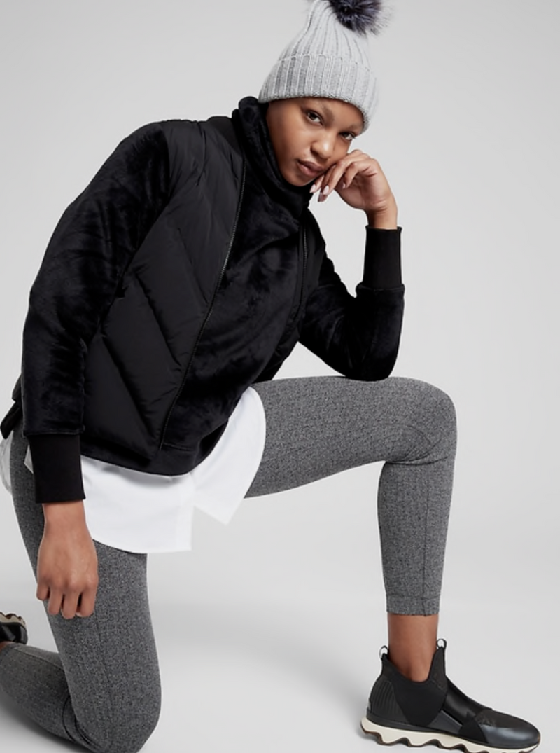 Athleta Black Funnel Neck Double Cozy Karma Sweatshirt Top